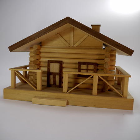 画像1: 木製組立キット　「ログハウス小物入れ」